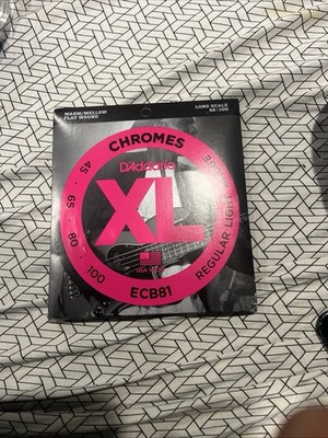 D'Addario ECB81M Chromes Flat Wound Long Scale Bass Guitar Strings Light