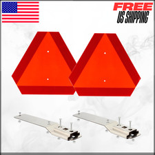 Slow Moving Vehicle Sign W/ Mounting Bracket Triangle Aluminum Sign 2Set