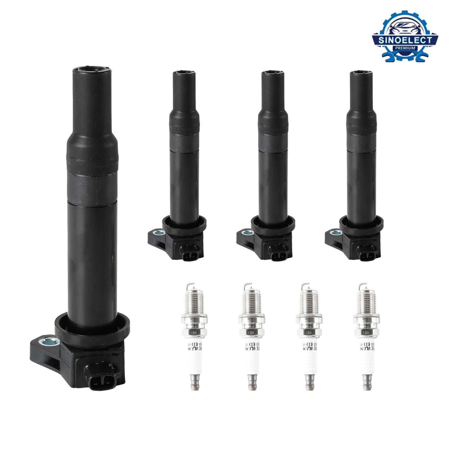 Ignition Coils  Iridium Spark Plugs For 06-11 Hyundai Accent Kia Rio Rio5 UF499