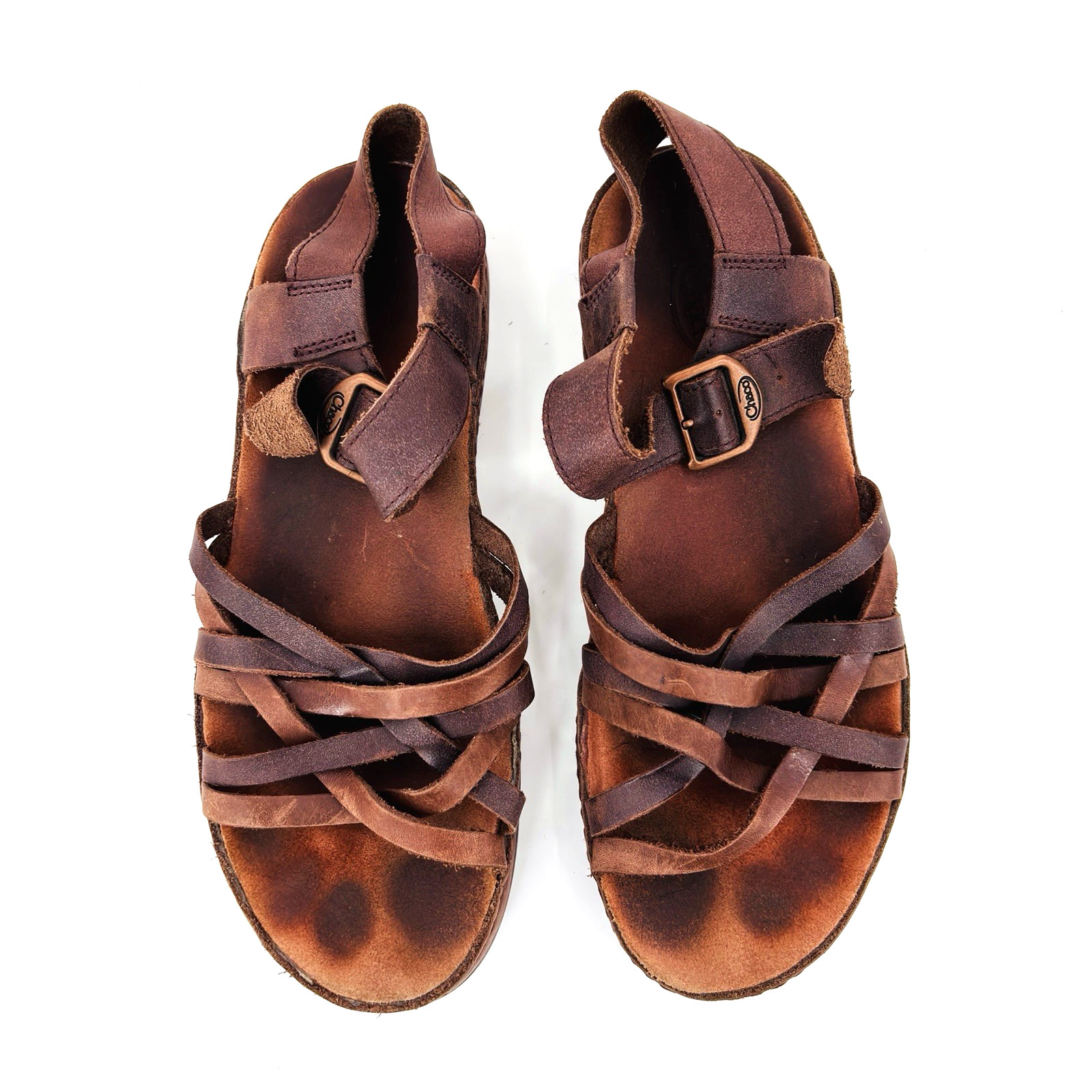 Womens 7 Chaco Fallon Java Brown Leather Strappy … - image 3