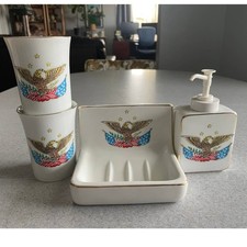Vintage W I Rice Co Patriotic Eagle Theme Bathroom Set 4pc