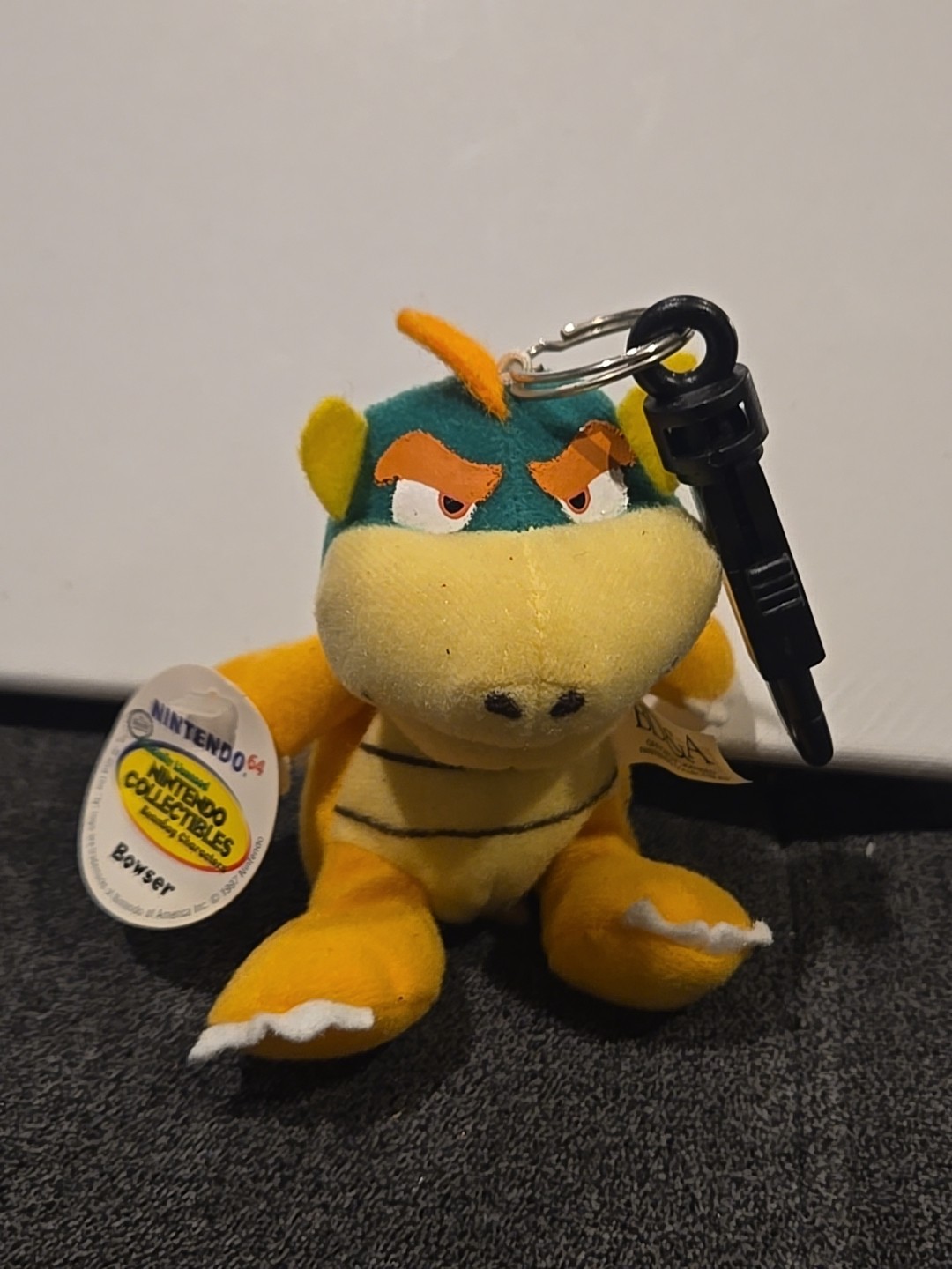 Rare Nintendo 64 Bowser Beanbag Plush Keychain + Hang & Tush Tag (BD&A, 1997)
