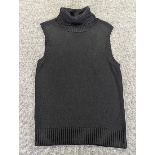 Lauren Ralph Lauren Black 100% Silk Turtleneck Sleeveless Knit Sweater Vest M