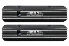 Aluminum 1958-86 Chevy Sb 283-400 Short Finned Valve Covers -etched 283 - Black