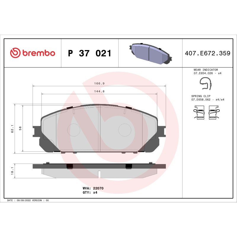 Für BREMBO KLOCKI SZCZEKI CYLINDERKI P 37 021 BRAKE PADS FRONT JEEP CHEROKEE 14 - Bild 4