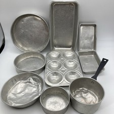Vintage Children  s 1960  s Aluminum Play Cooking  Baking Set - 9 pieces