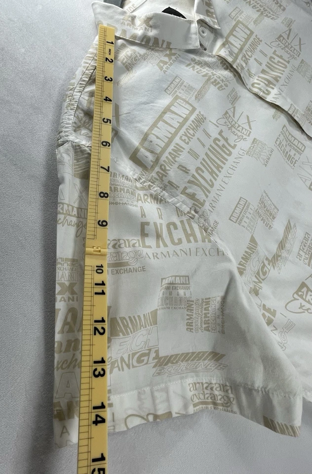 Camisa Armani Exchange A|X Hombres Logotipo Firma Calce Ajustado Elastizado Algodón XL Foto 4 de 4