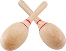 2 Pack Wooden Maracas - Beech Wooden Material Rumba Shakers Hand Percussion for