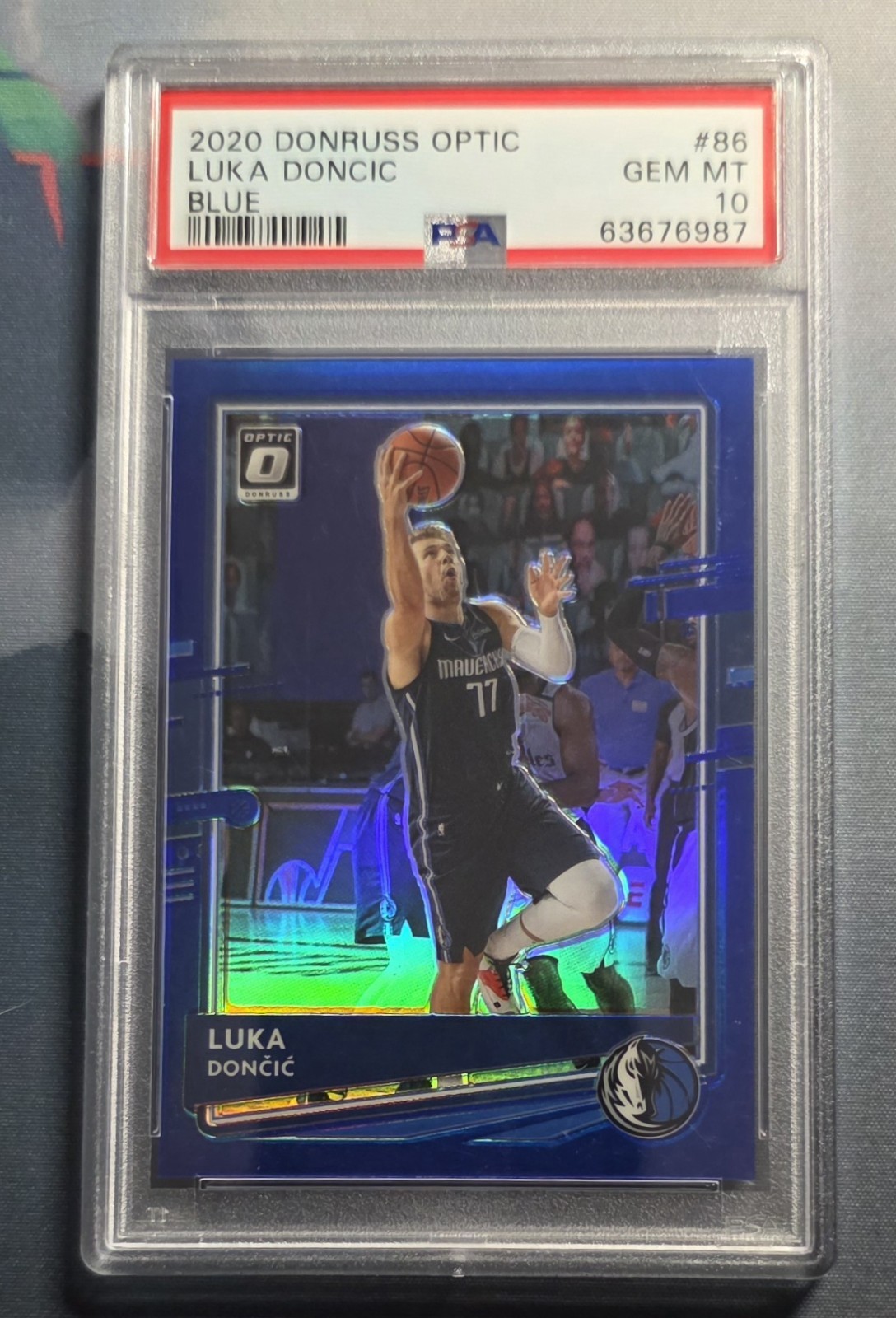 2020 Donruss Optic Blue Luka Doncic Prizm /59 Color Match PSA 10 Gem Mint
