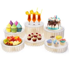 6Pcs Buffet Risers, Foldable Food Risers for Buffet Table, 12" Reusable Cardb...