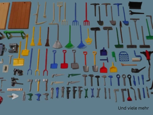 Playmobil Tool Selection Hammer Broom Pitchfork Crowbar Shovel Saw
