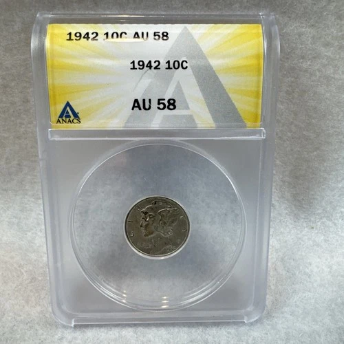 1942 Mercury Dime AU58 ANACS graded!