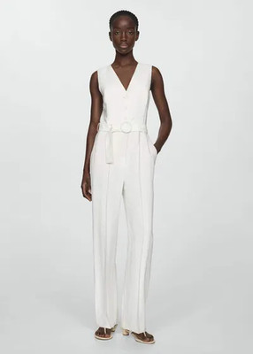 MANGO MNG Women`s  YOLAN2 Sleeveless Jumpsuit with Belt size S
