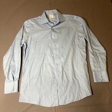 Brooks Brother Dress Shirt Mens 15-32 Blue Supima Cotton Milano Fit Office Wear
