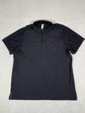 Rhone Regatta Pique Polo Shirt Mens Large Black Performance Stretch Nylon Blend