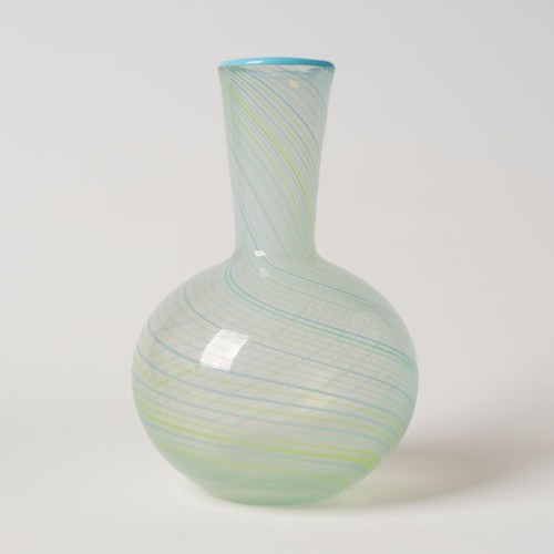 Vintage Dansk International Vase 1970s Blue Multicolor Swirl Opaline Art Glass - Picture 3 of 10