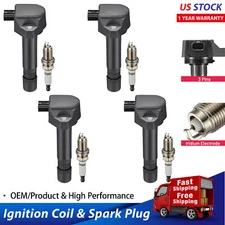 4 Ignition Coils Pack UF582 and Spark Plug Fits 2006-2011 Honda Civic l4 1.8L