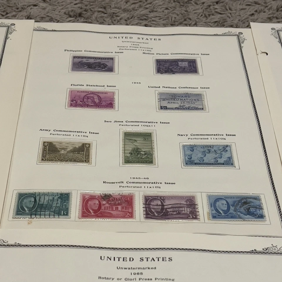 US STAMPS ON COMPLETE ALBUM PAGES WAR, ROOSEVELT, SPACE, AMERICAN FLAGS ETC. #52 - Image 3 of 4