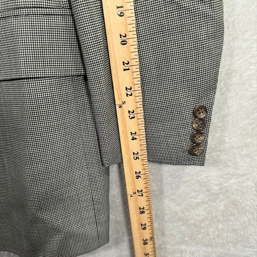Polo Ralph Lauren Blazer Jacket Mens 44L Grey Houndstooth Made In Italy Preppy - Picture 12 of 15
