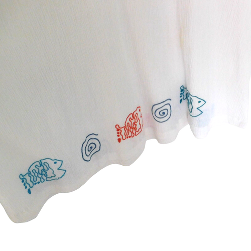 NEW M Mac Womens Dress Cotton Gauze White Embroidery Patio Muumuu Kaftan Sz 1X - Picture 6 of 7
