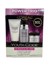 L'oreal Power Trio Youth Code Cleanser-Serum-Cream Mint Box Unsealed New Unused