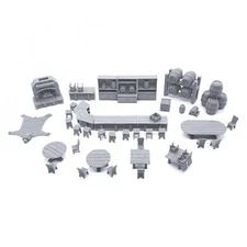 Tavern Bar Furniture Set by EC3D, 3D Printed Tabletop RPG Scenery Terrain 28mm