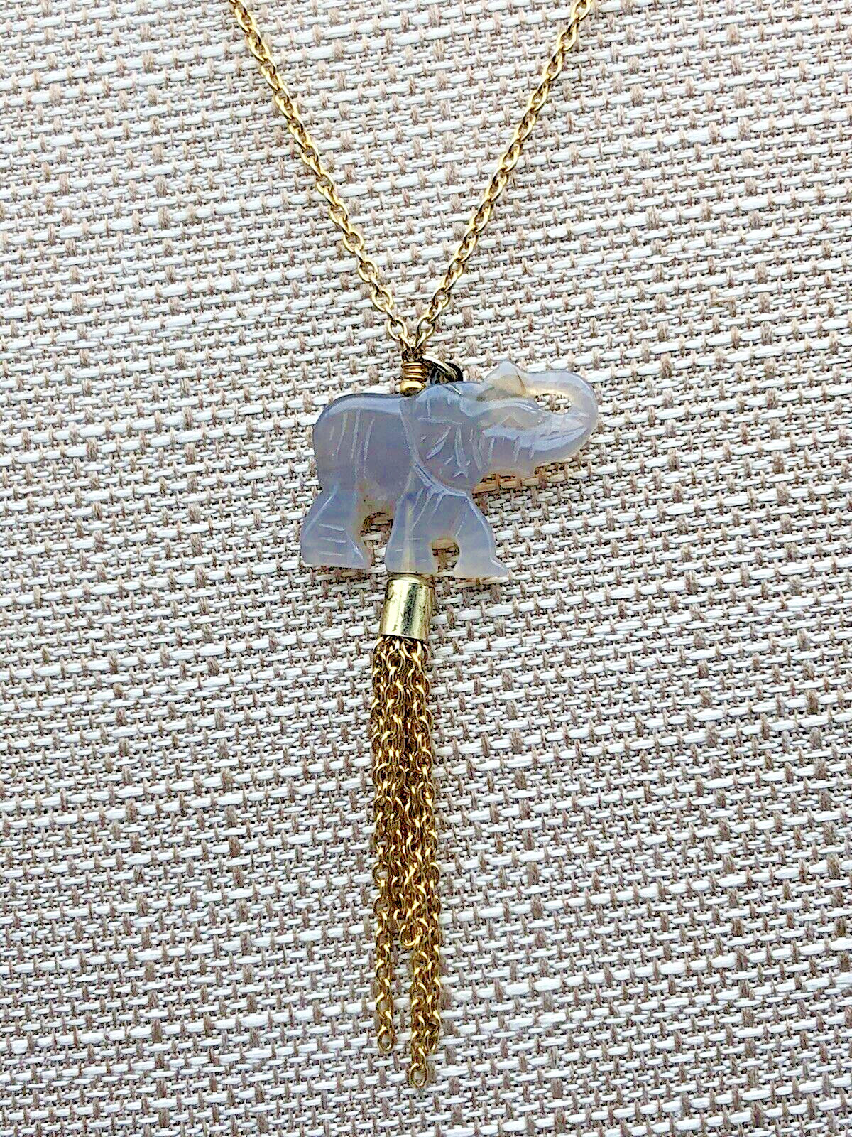 Signed Bourbon And Boweties Flapper Necklace Gold… - image 1