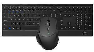 Teclado Alemán Sin Cables Clavier QWERTZ Allemand Clavier Souris Sans Fil Rapoo 9500M - Kit QWERTZ Allemand Noir RF Clavier Multimédia Bureau Teclado Alemán Negro