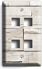WHITE STACKED STONE STYLE LIGHT SWITCH OUTLET WALL PLATE ROOM KITCHEN HOME DECOR