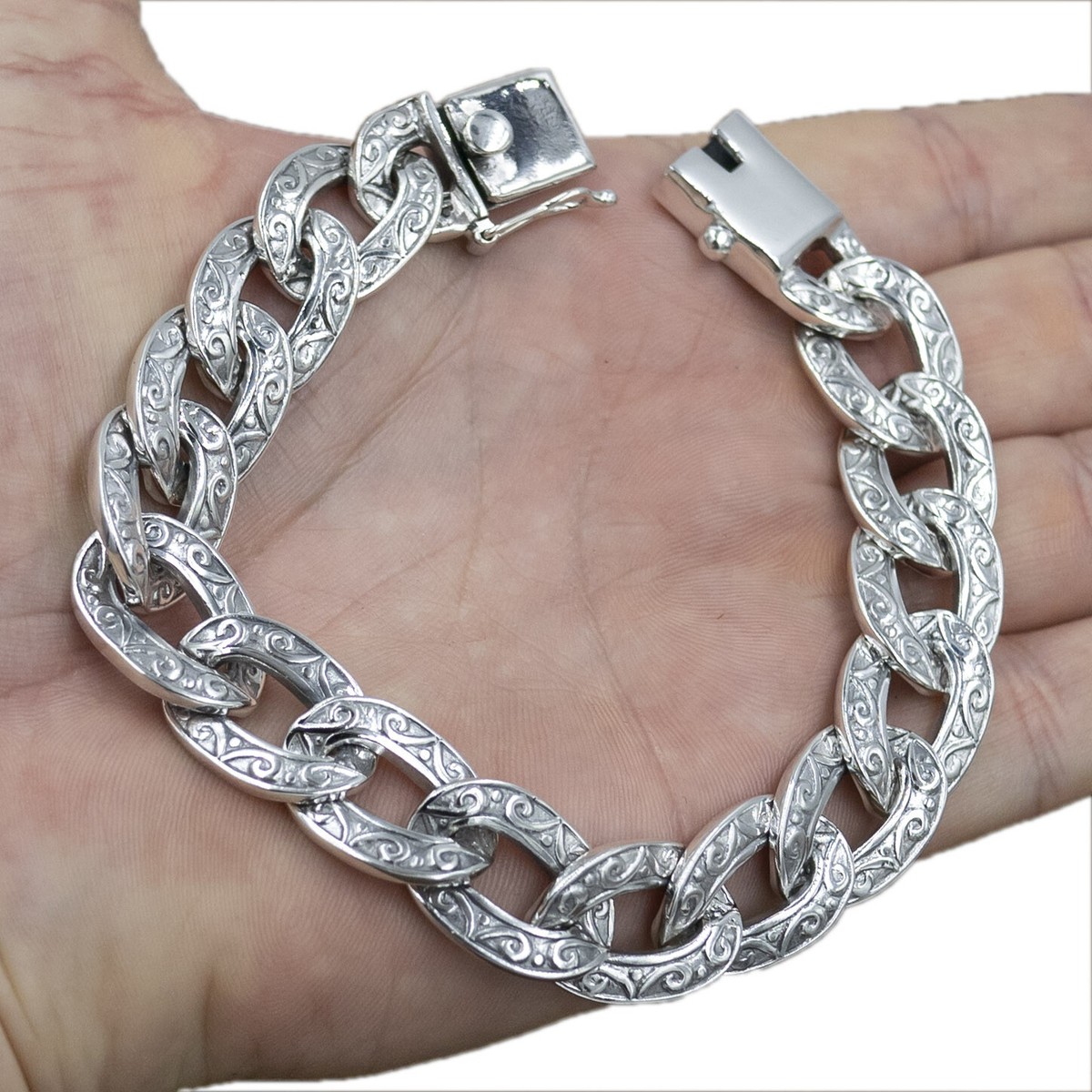 アクセサリー Tribal link chain bracelet silver 925 Tribal Link 925 Sterling Silver Bracelet - Bikerringshop
