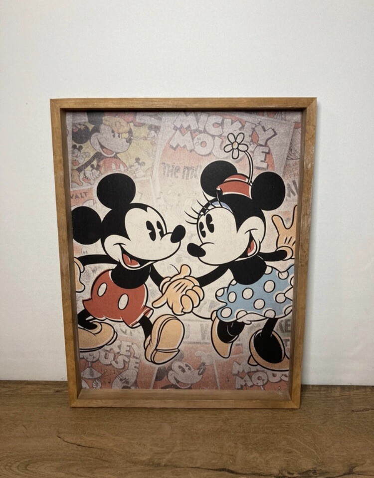 Rare wooden Disney Mickey & Minnie wall art from America Disney Home Decor