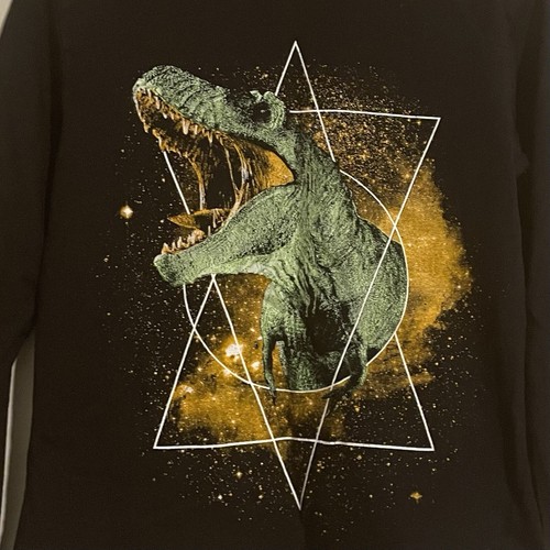 Children’s Place Boys Shirt Small Sz 5/6 Long Sleeve Black Dinosaur Dino - Picture 2 of 6
