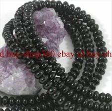 Natural 5x8mm Black Agate Abacus Gemstone Rondelle Loose Beads 15'' Strand