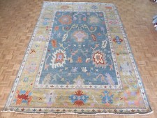 9'10 x 14 Hand Knotted Denim Blue Colorful Modern Oushak Oriental Rug G13408