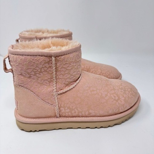UGG Classic Mini Snow Leopard Ankle Boots - Pink (Women’s Size 8)