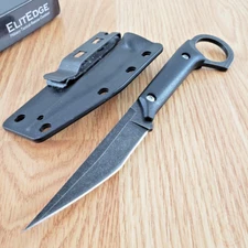 ElitEdge Fixed Knife 3.25" 440 Steel Full Tang Blade Black Synthetic Handle