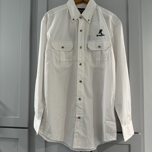 Remington NWT Long Sleeved White Button Down Shirt Medium With Logo - Picture 2 of 7