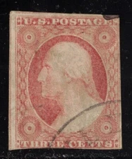 US Stamp Scott # 10A Orange Brown 3cent Washington Type II - Used