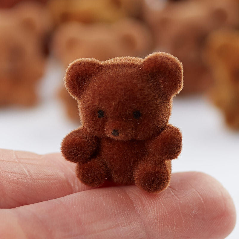 Package of 24 Sitting Assorted Brown Flocked Miniature Bears With