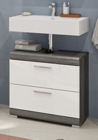 Waschbeckenunterschrank In Weiß Hochglanz Und Rauchsilber Grau 60 X 56 Cm Shawn