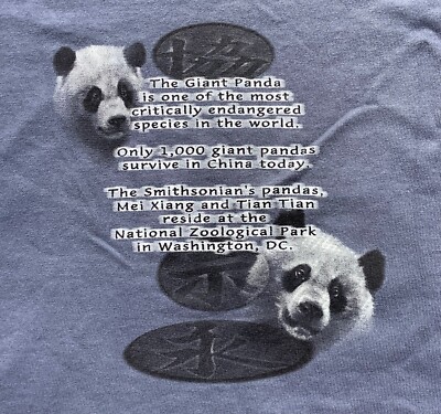 Vtg Y2K Giant Panda Bear T Shirt Zoo Washington DC Museum Mei