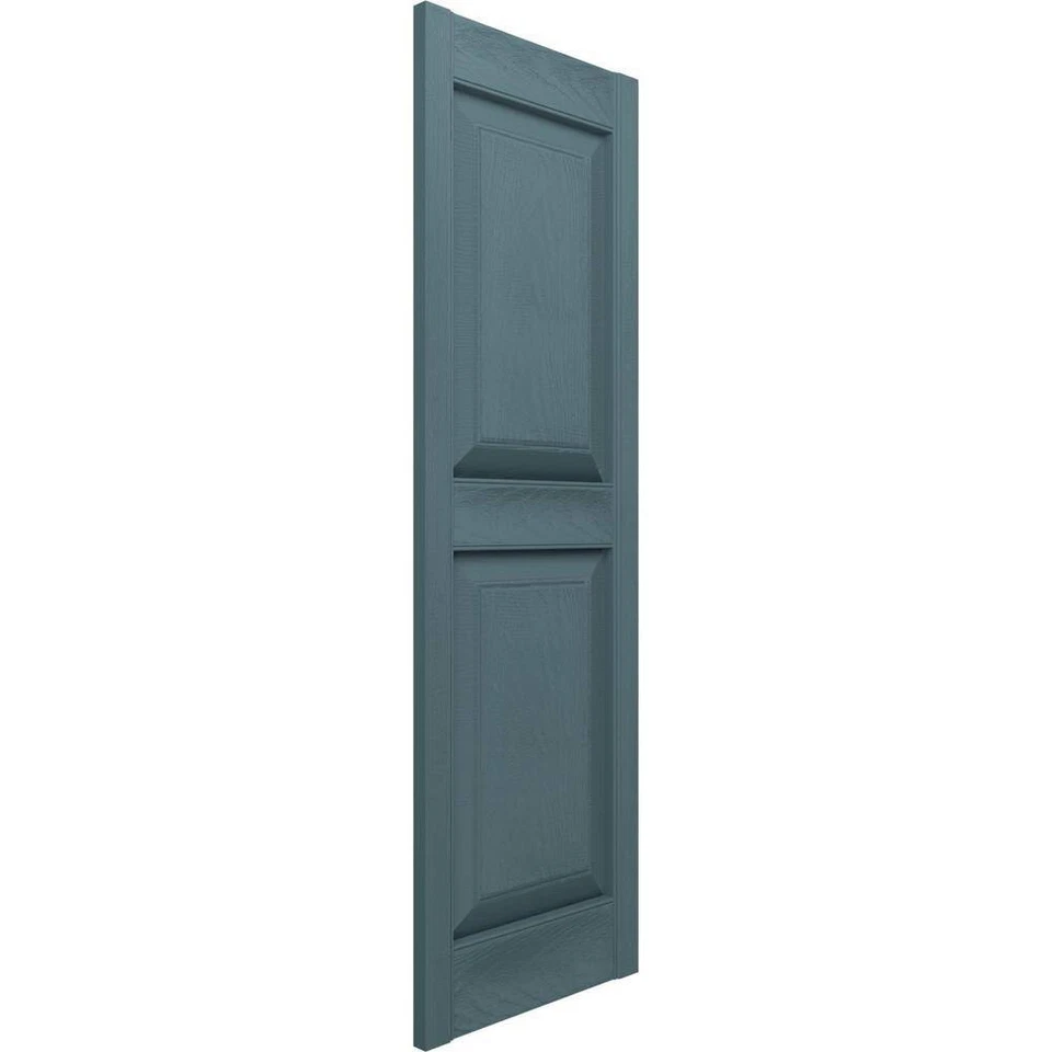 Builders Edge 12" x 67" Raised Panel Vinyl Ext. Shutters Pair in Wedgewood Blue - Image 4 of 4