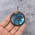 Tree Of Life Labradorite Gemstone Copper Wire Wrapped Handmade Pendant