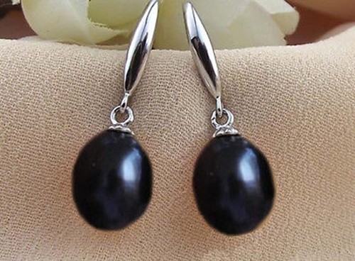 Fashion Jewelry Natural 8-9mm Freshwater Pearl Silver Dangle Earrings - Picture 7 of 13