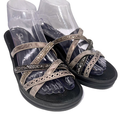 Skechers Rumbler Wave Lassie Sandal Women's Multi-Strap Wedge Open Toe Size 7