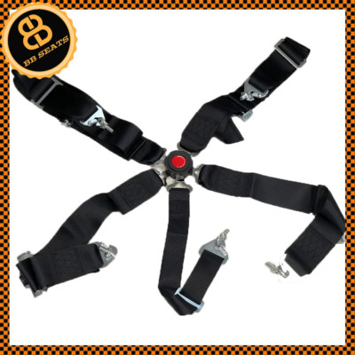 Black 5 Point Car Racing Harness Quick Release Latch Clip Fitting + Eye Bolts 