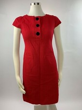 Ann Taylor Red Textured Retro Wool Sheath Dress 2 Excellent
