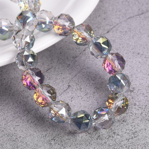 Cuentas sueltas de cristal facetado redondas coloridas de 10 mm con facetas triangulares 10 un. - Imagen 10 de 30
