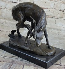CUERNOS DE CIERVO ALCE BRONCE FUNDIDO Estatua pesada metal Caribú Buck reno