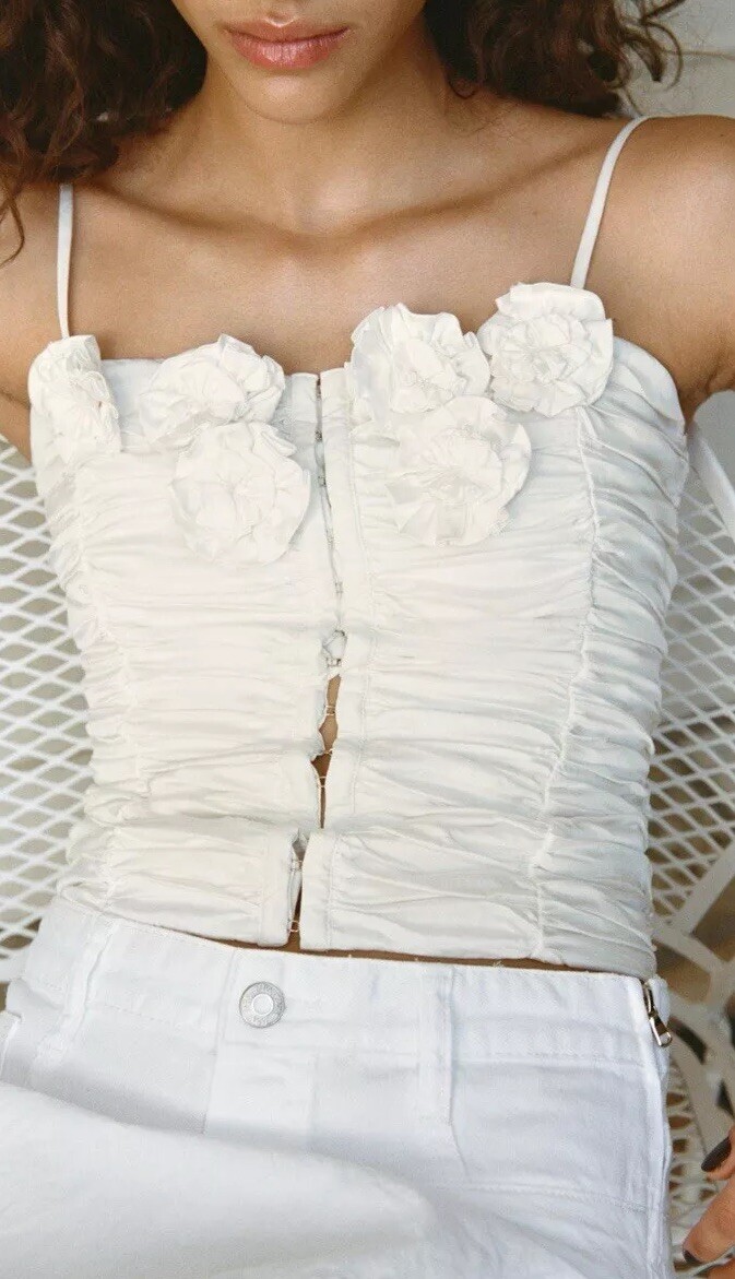 Zara N WT Oyster White Corset Top Women's Size XS Run Big #2